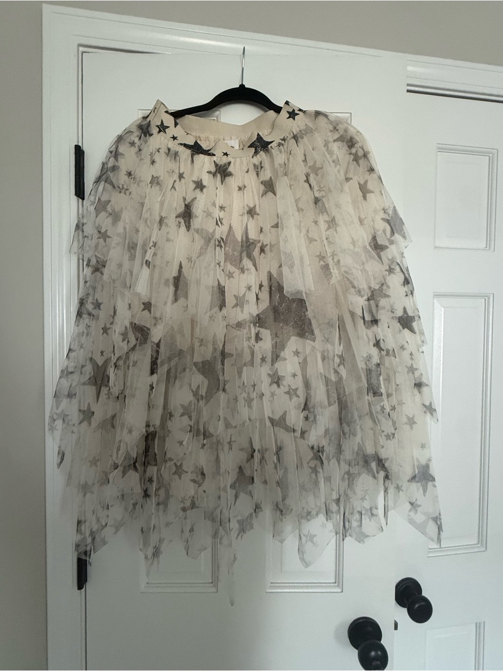 R2 Ivory Tulle Skirt with Gray Star Print